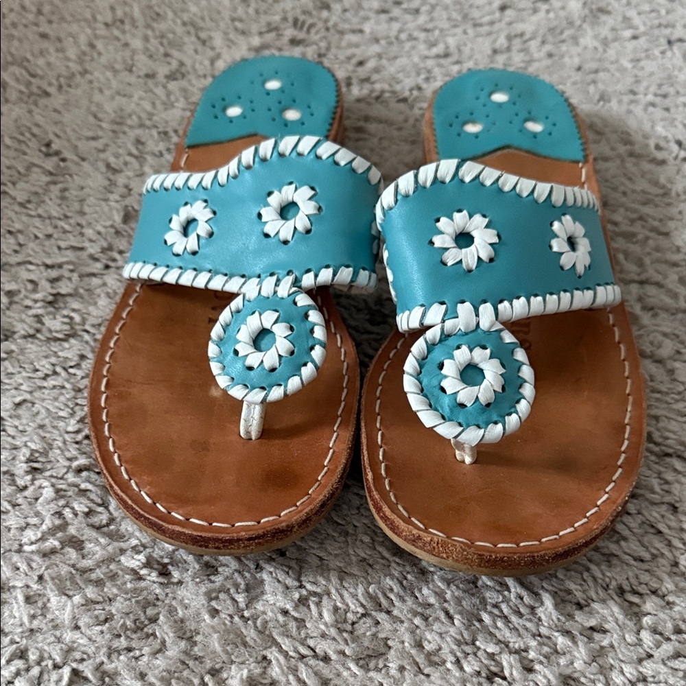 Jack Rogers Turquoise and White Sandals